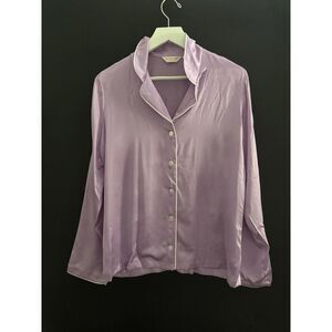 Derek Rose London Womens 100% SILK Pajamas Top PJ Shirt Lavender Purple S